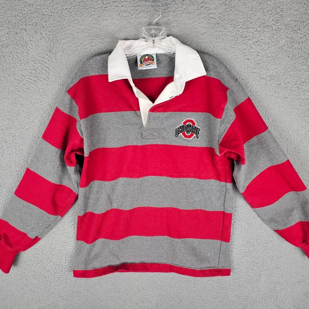 Barbarian Rugby Wear Ohio State Buckeyes Rugby LS‎ Shirt Mens Small Stripe